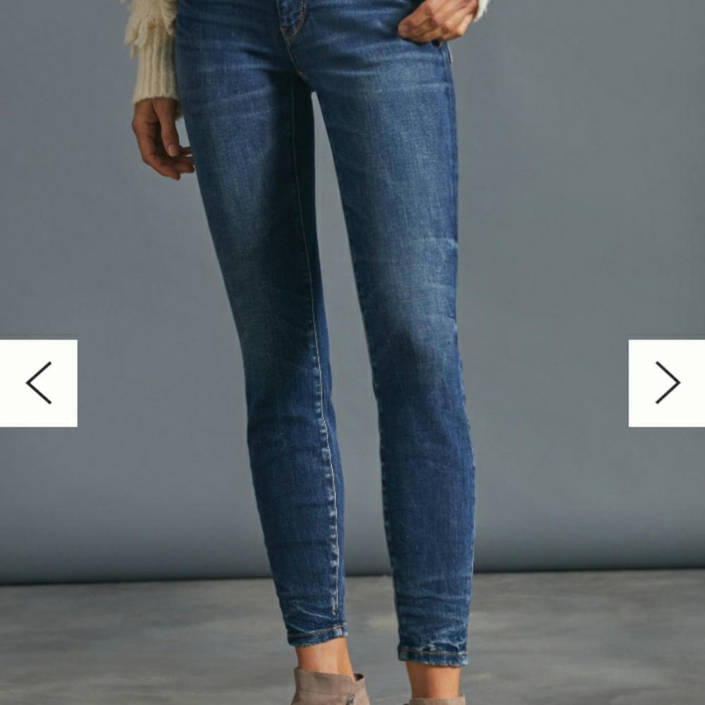 Pilcro high rise faux suede trimmed skinny jeans